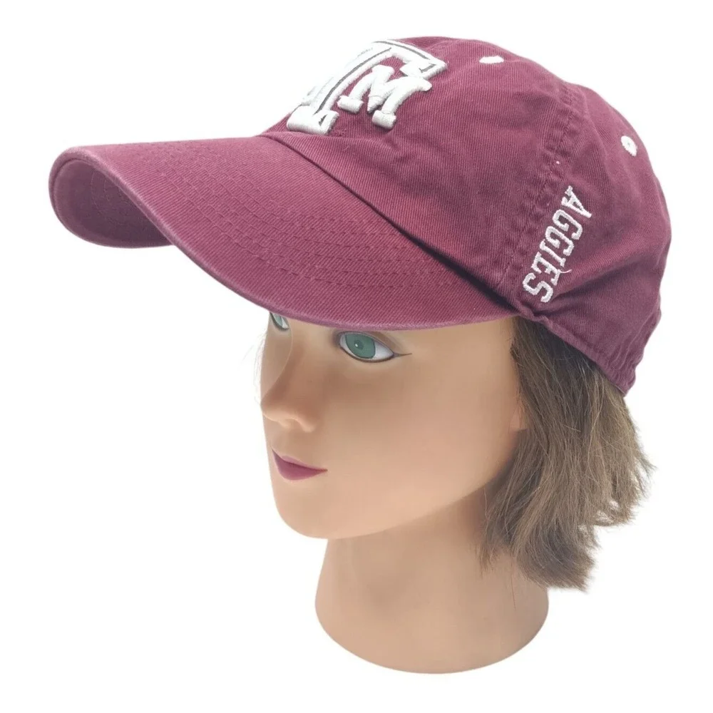 Texas A&M Hat Cap Adjustable Strap Aggies unstructured Hat Cap Maroon White Logo